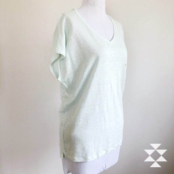 Loft Tops - Aqua Linen V Neck Short Sleeve Tunic Top NWOT S